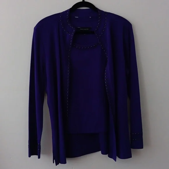 Ming Wang Purple Studded Cardigan and Top Set #3357 - Picture 2 of 11